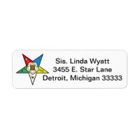 OES Order of the Eastern Star Return Mailing Label