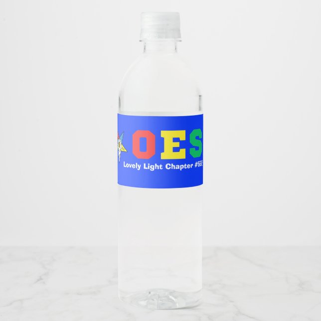 OES Order of the Eastern Star Water Bottle Labels (Front)