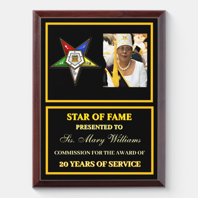 OES Photo Star of fame Award Plaque (Vertical)