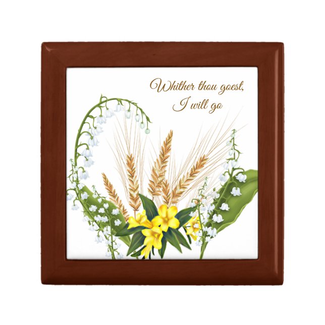 OES Ruth Wooden Jewelry Keepsake Box with Tile (Front)
