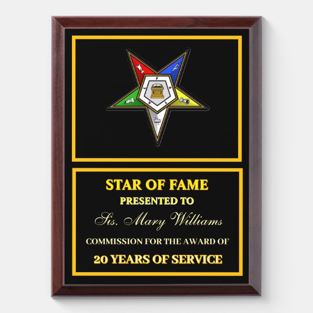 OES Star of fame Award Plaque (Vertical)