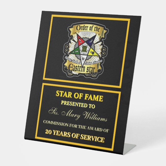 OES Star of fame Pedestal Sign (Front)