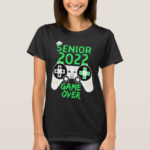 Of 2022 Senior Video Game Over School Gamer Green T-Shirt