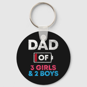 Of 3 Girls And 2 Boys Battery Low Daddy Father39s Keychain