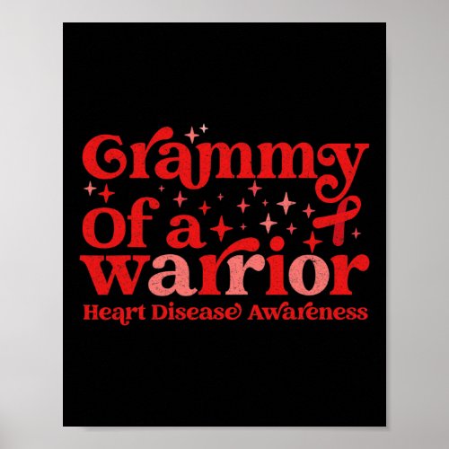 Of A Warrior Heart Disease Awareness Red Ribbon  Poster