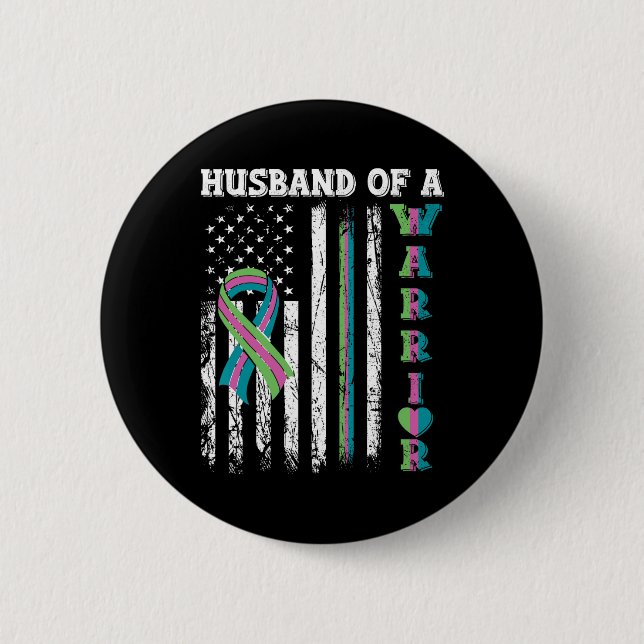 Of A Warrior Metastatic Breast Cancer Usa Flag  Button (Front)