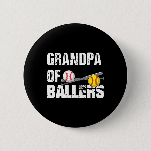 Of Ballers Funny Baseball Softball Fathers Day Gif Button (Front)