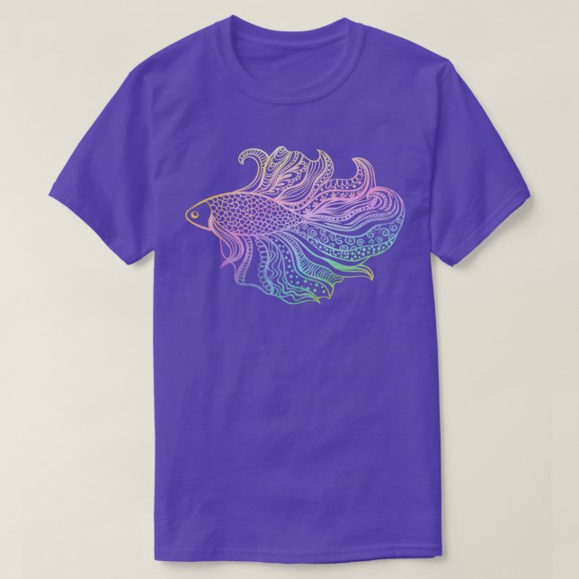 of Betta Fish Pastel Rainbow T-Shirt (Design Front)
