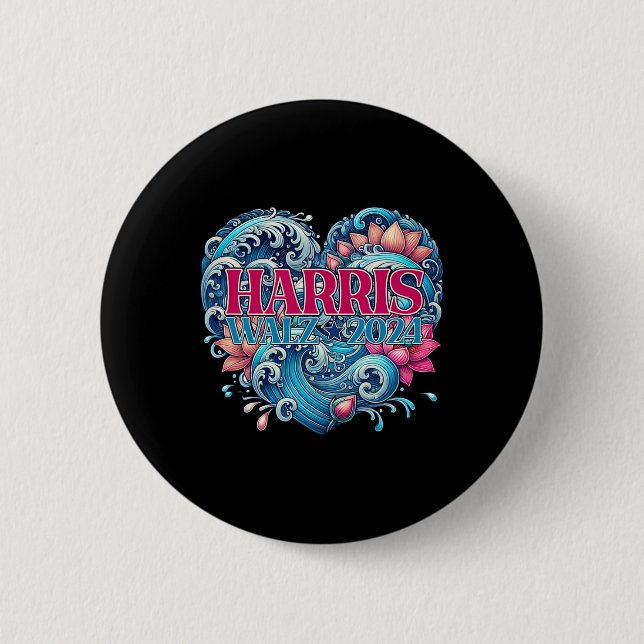 Of Blue Lotus For Kamala Harris 2024 Wheimer 2024  Button (Front)
