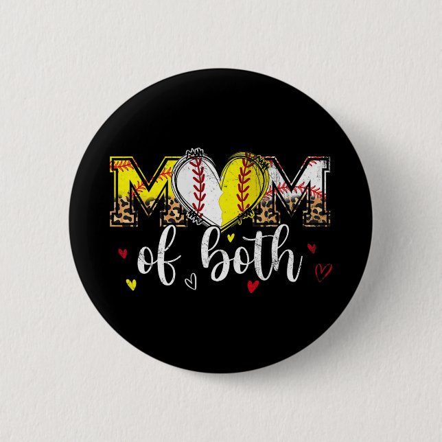 Of Both Baseball Softball Heart Leopard Mothers Da Button (Front)
