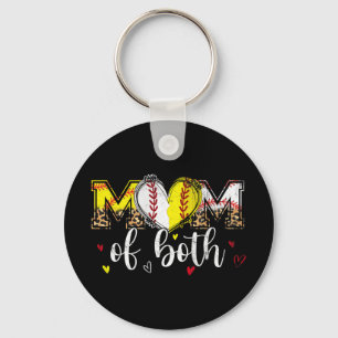 Of Both Baseball Softball Heart Leopard Mothers Da Keychain