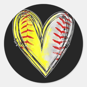 Of Both Baseball Softball Mom Mothers Day Women Classic Round Sticker