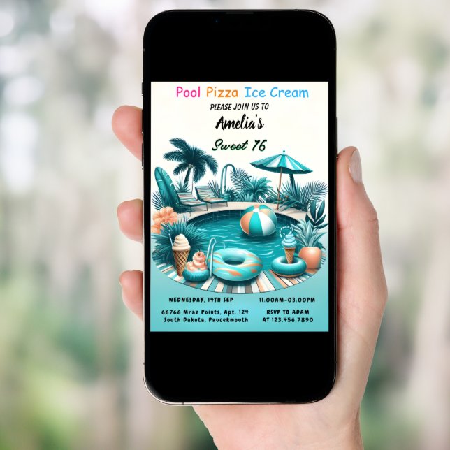 Of Boy Fun Teen Adult Pool Party Sweet 16 Birthday Invitation (Front Digital)