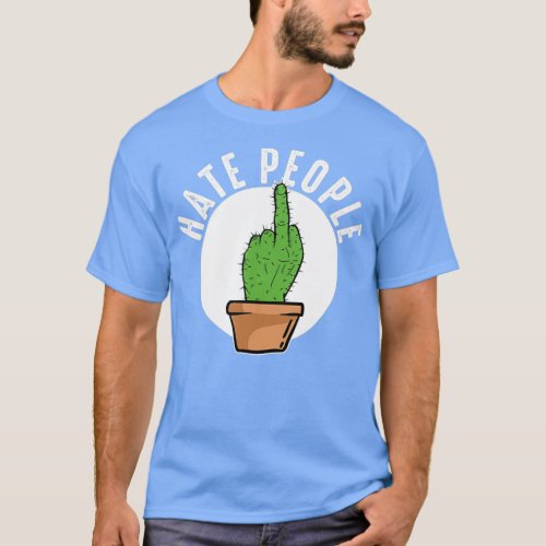 of cactus motif middle finger  Hate People Vintage T_Shirt