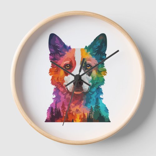 of Colorful dog Clock