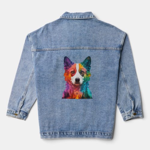 of Colorful dog Denim Jacket