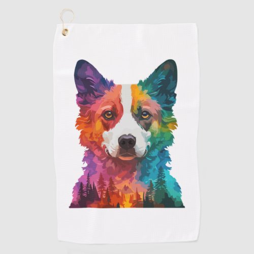 of Colorful dog Golf Towel