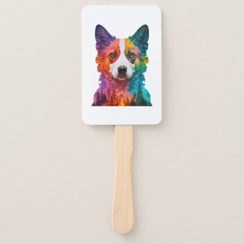 of Colorful dog Hand Fan