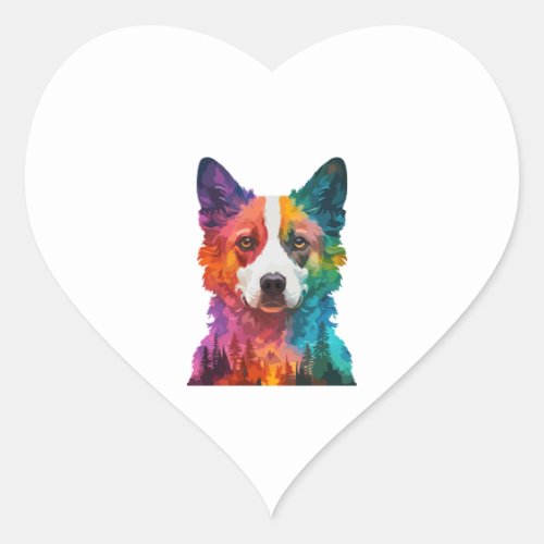 of Colorful dog Heart Sticker