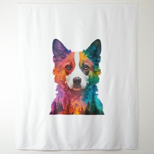 of Colorful dog Tapestry