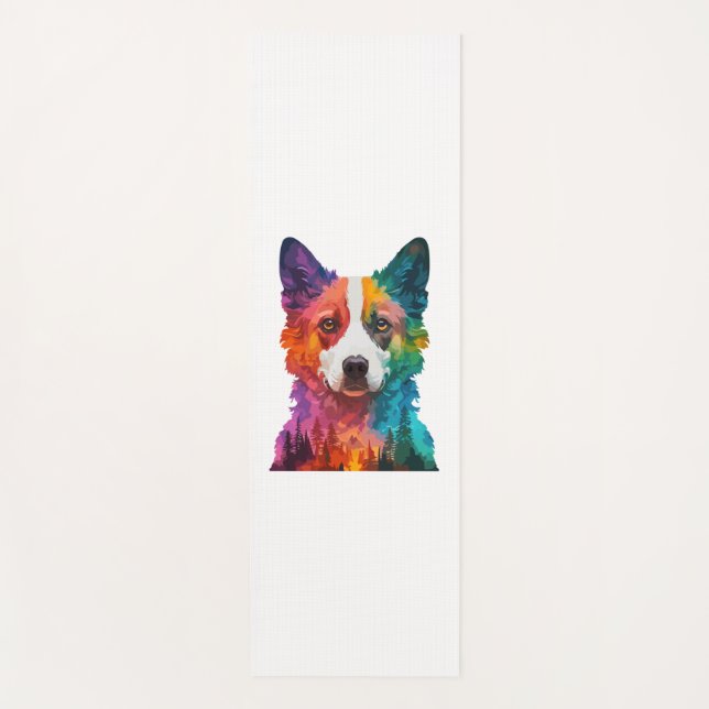 of Colorful dog Yoga Mat (Front)