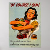 1944 WWII propaganda paper poster still life art Of course I can