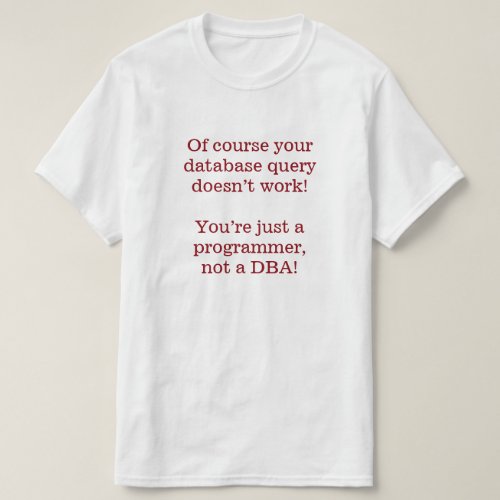 Of course your database query doesnt work T_Shirt