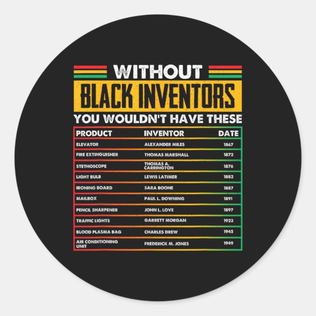 Of Forgotten Black Inventors Black History Month  Classic Round Sticker (Front)