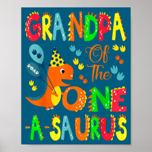 Of Grandpa Saurus 1st Birthday Dinosaur Poster