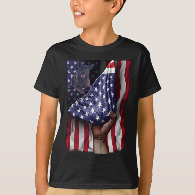 Of Independence Us Flag Dutch Shepherd  T-Shirt (Front)
