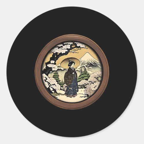 Of Japanese Castles Cherry Blossoms Traditional Classic Round Sticker