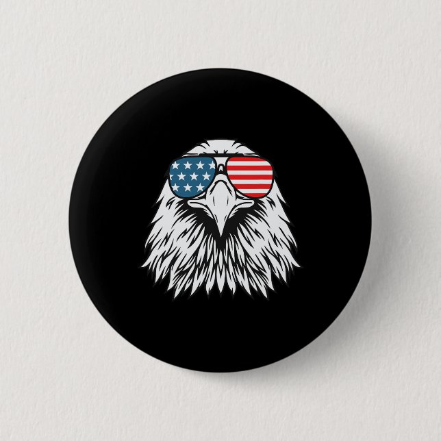 Of July American Bald Eagle Flag- Independence Day Button (Front)