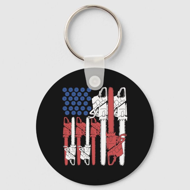 Of July Arborist Shirt Men Tree Climber Dad Chains Keychain (Front)