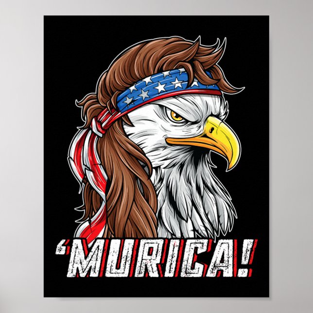 Of July Bald Eagle Mullet Murica Usa Usa Merica  Poster (Front)