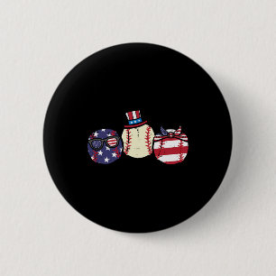 Of July Baseball Independence Day America Men Wome Button