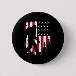 Of July Bigfoot Sasquatch American Flag Patriotic  Button