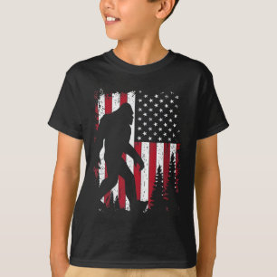 Of July Bigfoot Sasquatch American Flag Patriotic T-Shirt