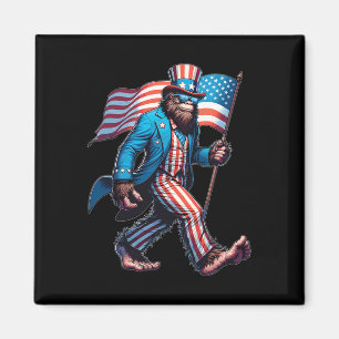 Of July Bigfoot Sasquatch Patriotic American Flag Magnet