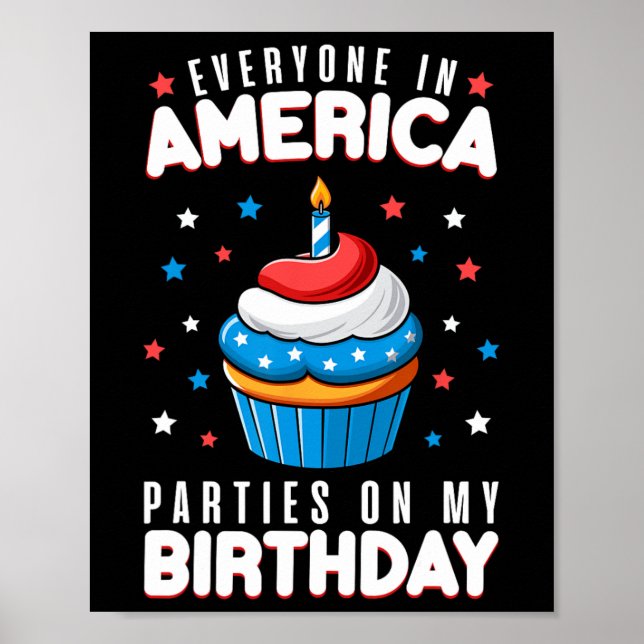 Of July Birthday Party Boy Girl Fourth Of July Bda Poster (Front)