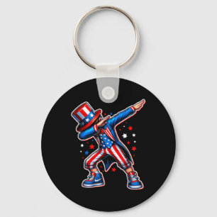 Of July Cool Dabbing Boy American Flag Patriotic Keychain
