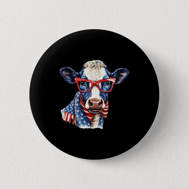 Of July Cow  Button (Front)