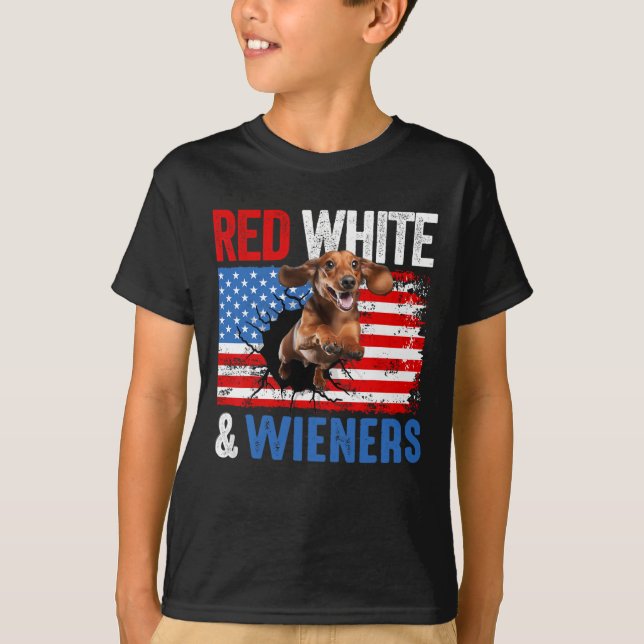 Of July Dachshund Dog Shirt Red White And Wieners  (Front)