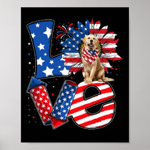 Of July Decor Patriotic Love Golden Retriever Dog 