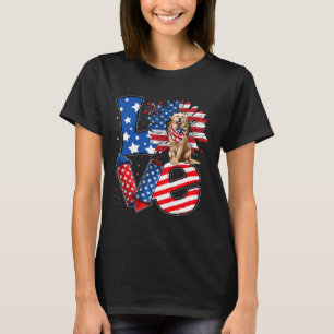 Of July Decor Patriotic Love Golden Retriever Dog T-Shirt