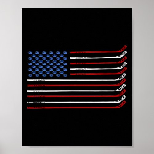 Of July Hockey Hockey American Flag Usa Patriotic  Poster