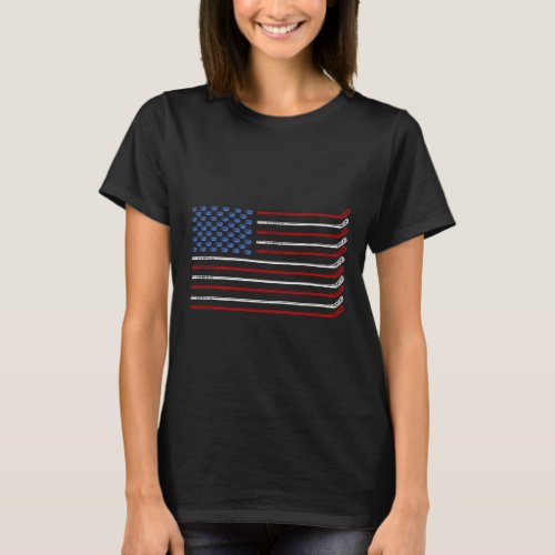 Of July Hockey Hockey American Flag Usa Patriotic  T_Shirt