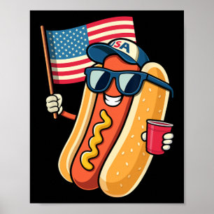 Of July Hotdog Funny Fourth Of July Patriotic Usa Poster