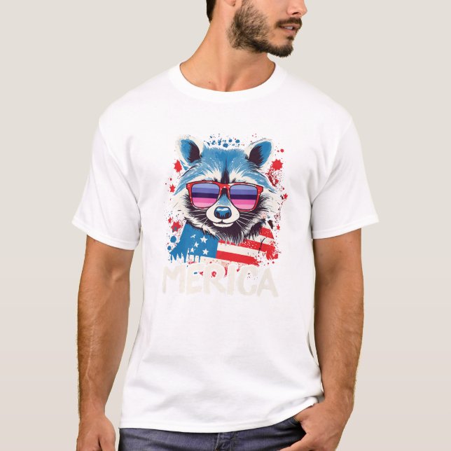 Of July Merica Raccoon T-Shirt (Front)