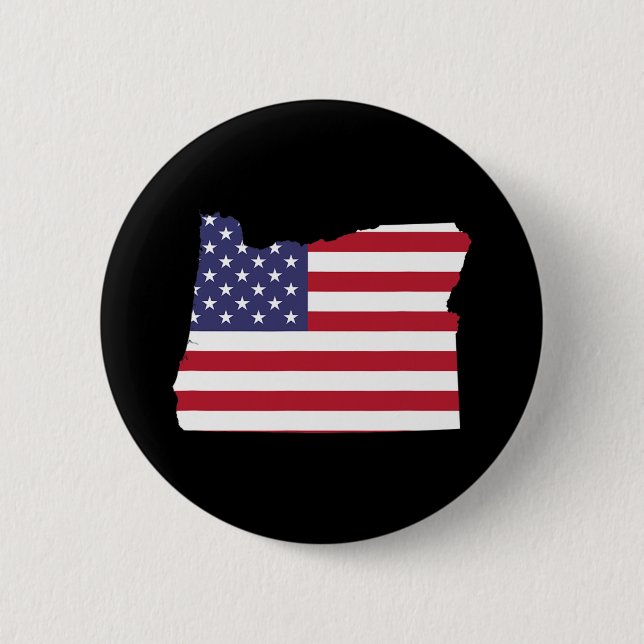 Of July Oregon State American Flag Party  Button (Front)