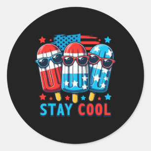 Of July Patriotic American Flag Ice Pop Popsicle B Classic Round Sticker
